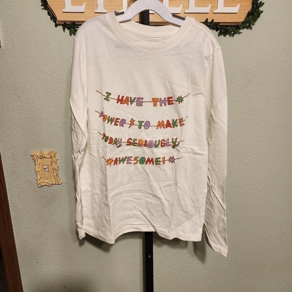 Cat & Jack White Long Sleeve Tee with Colorful Print - Picture 1 of 4